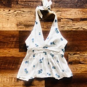 NWT Blue Floral Halter Tank